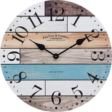 FirsTime & Co. Multicolor Newton Woodgrain Wall Clock, Large Vintage Decor fo...