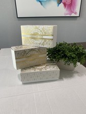 Authentic Set of 3 CHRISTIAN DIOR Gift Boxes 8.5x6x3 Gold Tone Box  Filler