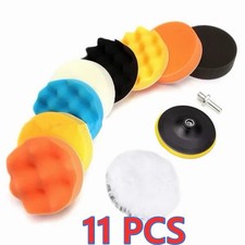 11PCS Foam Drill Polishing Pads Kit Car Hub Waxing Buffing Wheel Polisher 3"