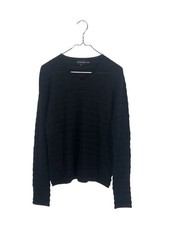 Emporio Armani Men's Black Fuzzy Texture Long Sleeve Shirt Size 48EA Designer