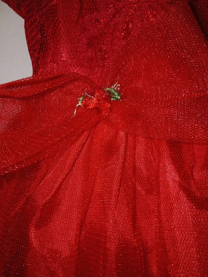 Vestido de ensueño rojo de fiesta talla 6X para niñas pequeñas manga corta cremallera trasera Foto 4 de 4