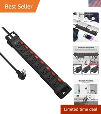 Durable Metal 8 Outlet Power Strip with Overload Protection and Light Indicator