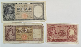 Repubblica Italiana lotto 3 banconote da classificare SI PARTE DA 1€!!!