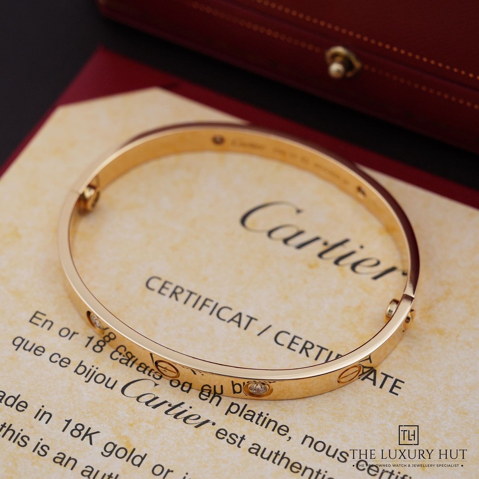 Cartier LOVE Bracelet ‘Classic Model’ 4 Diamonds 18ct Yellow Gold - Size 17 -...