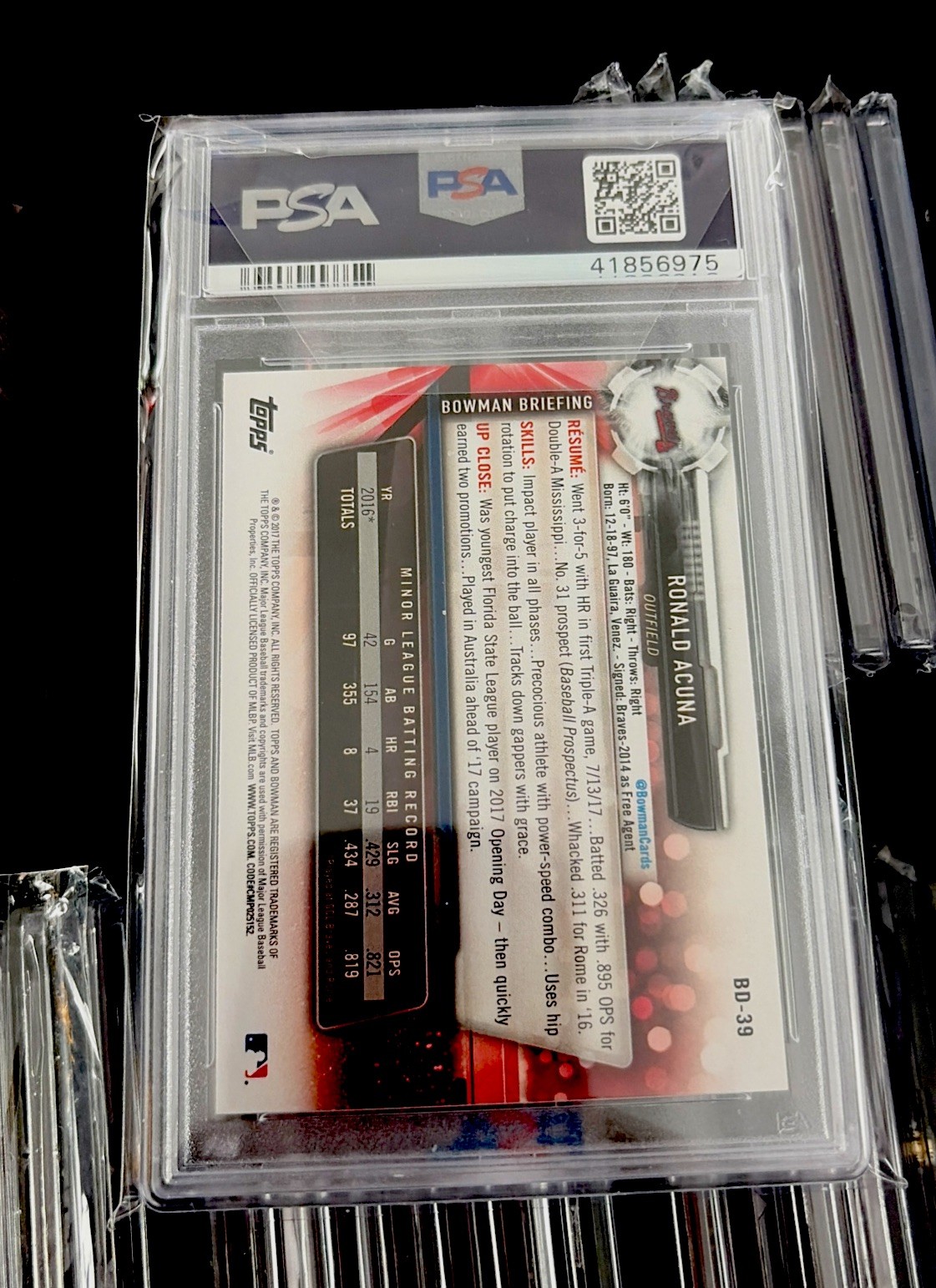 2017 Bowman Draft - Ronald Acuña Jr. #BD-39 (RC) view 2