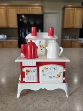 Vintage Starke Grandma's Stove Sugar Bowl Salt Pepper Pots Doll Play Stove