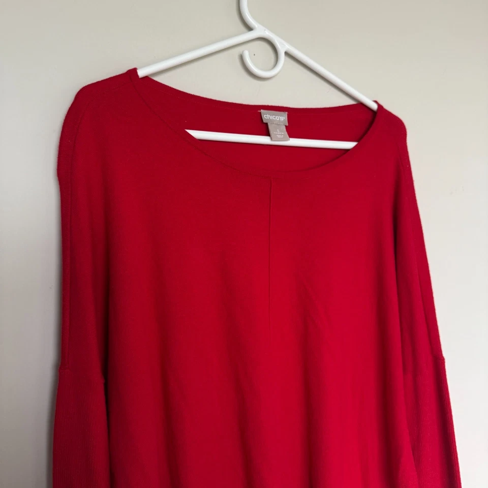 Suéter Chico's Mujer Mezcla Cachemira XL Rojo Manga Larga Minimalista Silencioso Lujo Foto 3 de 4