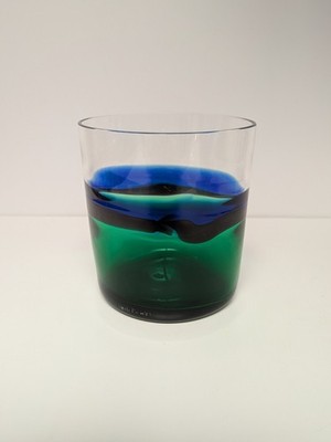 Carlo Moretti Murano Glass Italy Bora Bicchieri Tumbler 14 oz Signed 2005 Green