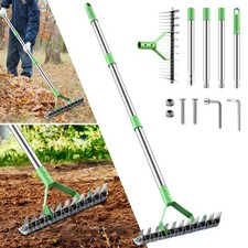Manual Grass Scarifier Lawn Thatch Rake - 21 Steel Tines - Garden Lawncare Guy