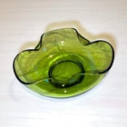 Anchor Hocking Green Glass 9" Bowl with Folded Sides Vintage MCM