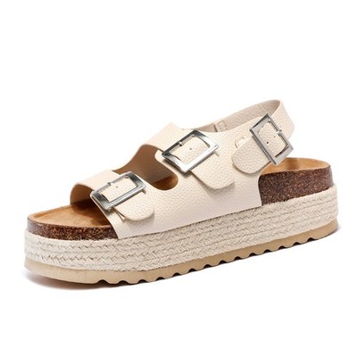 Damen Plateau Gladiator Sandalen - klobige Korksohle Riemchen Sommerschuhe