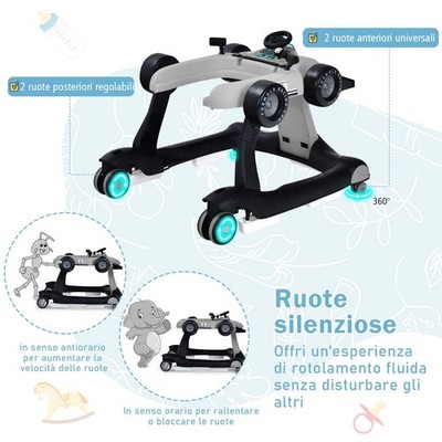 4 in 1 Lauflernwagen klappbar Lauflernhilfe grau