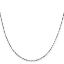2mm Beveled Oval Cable Chain Necklace 28 inch 925 Sterling Silver Solid