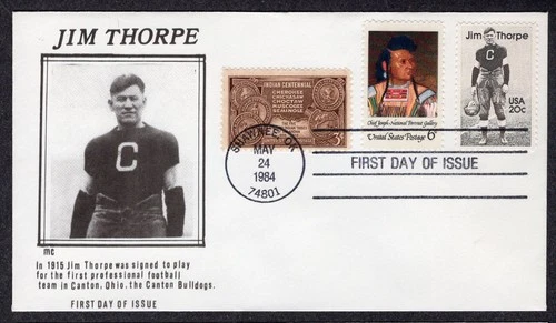1984 American Indian Athlete Jim THORPE (Scott 2089) - mc Cachet COMBO FDC TF852