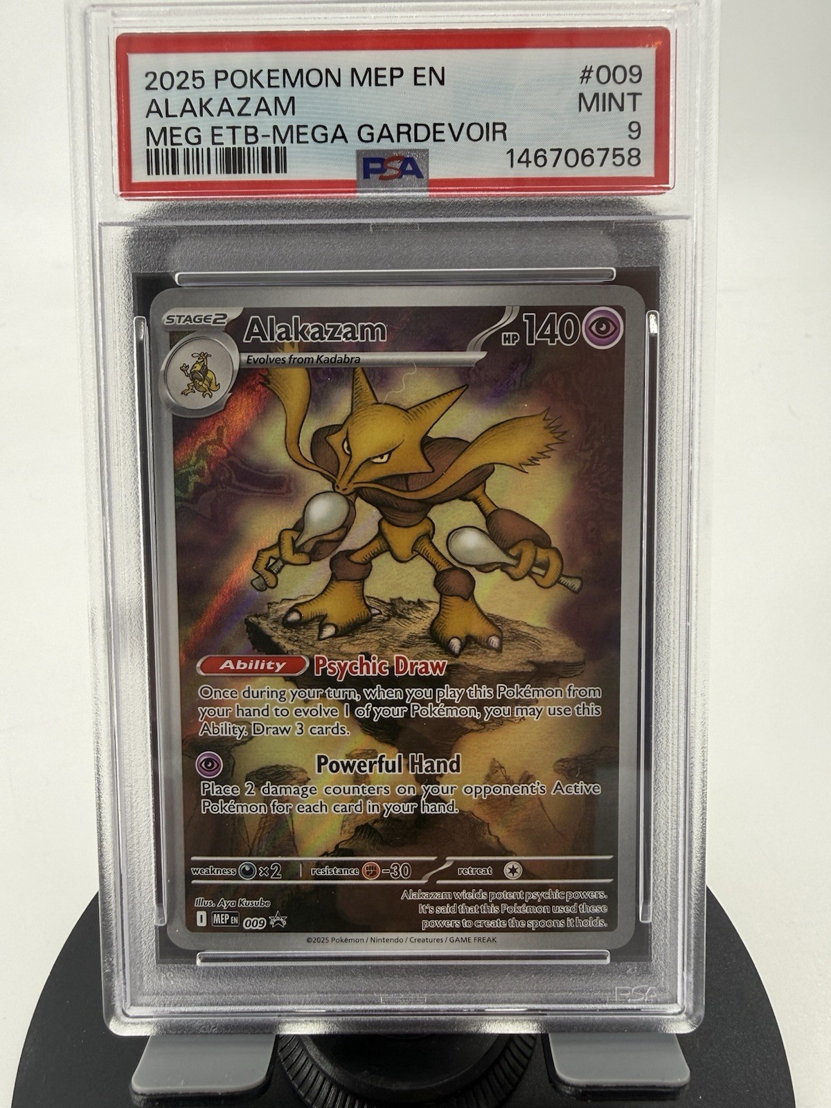 2025 POKEMON MEP EN-ME BLACK STAR PROMO #009 ALAKAZAM PSA 9