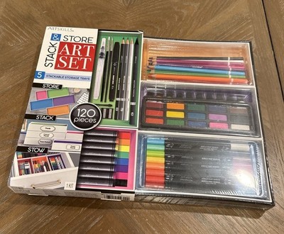 ArtSkills 120 Piece Art Set Stack & Store Portable Drawing Painting Kit New