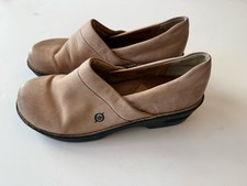 Born Toby Duo Slip On Leather Wedge Clog neutral beige Women  s Size 8