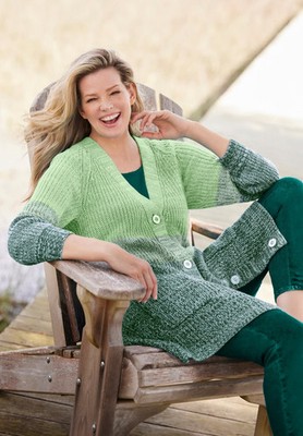 Woman Within Plus Size Ombre Shaker Cardigan Sweater