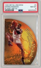 PSA8 1998-99 Metal Universe Dennis Rodman Planet Metal Bulls