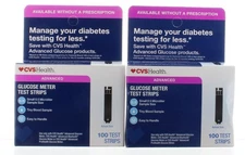 200 CVS Advanced - 2 boxes of 100 Diabetic Test Strips Free Same Day Shipping