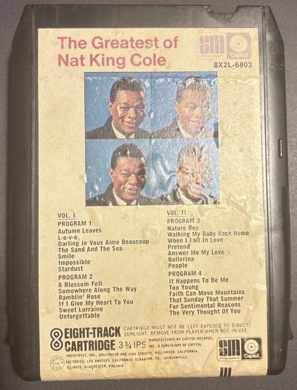 8 Track Tape “The Greatest Of Nat King Cole”8xL2L-6803
