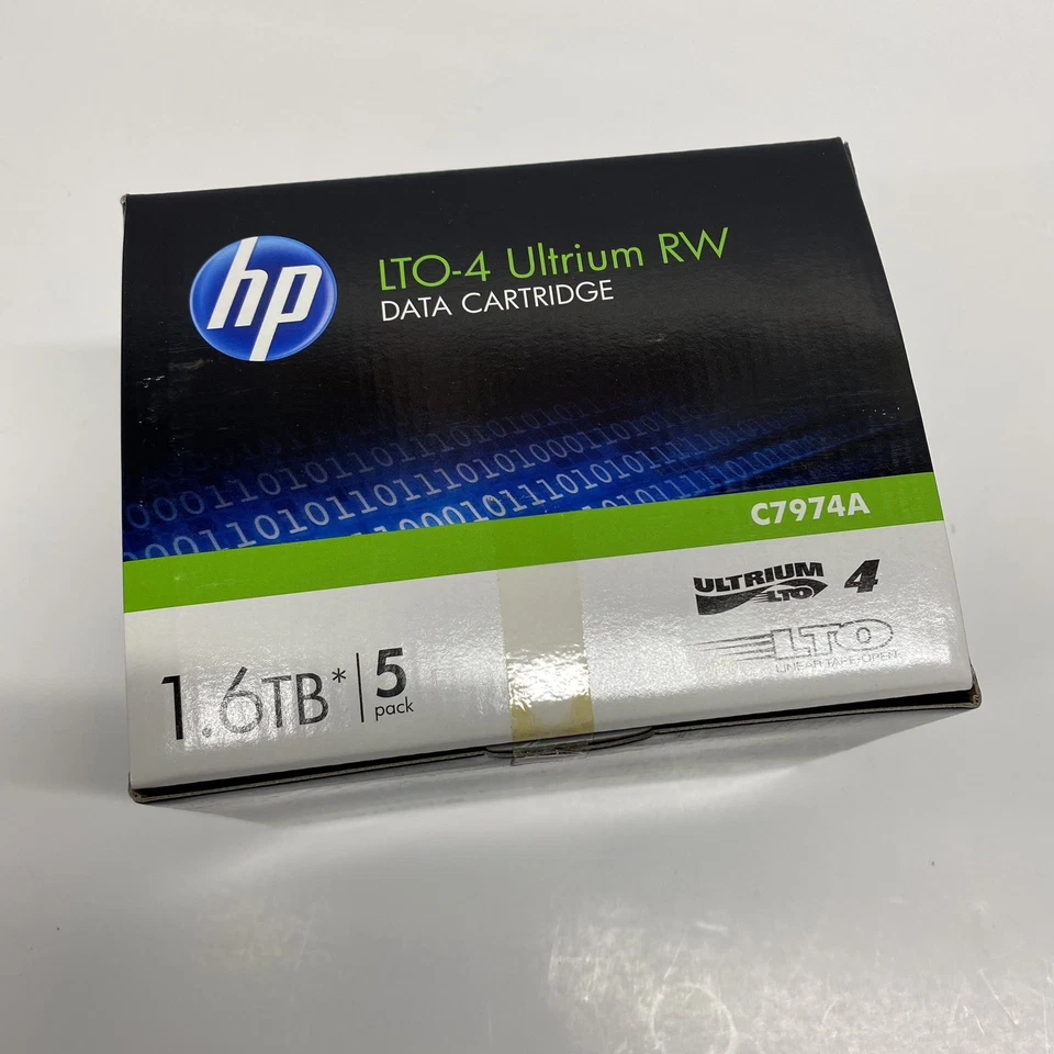Упаковка из 5 картриджей данных HP LTO-4 Ultrium RW 1,6 ТБ новые запечатанные C7974A - Изображение 2 из 4