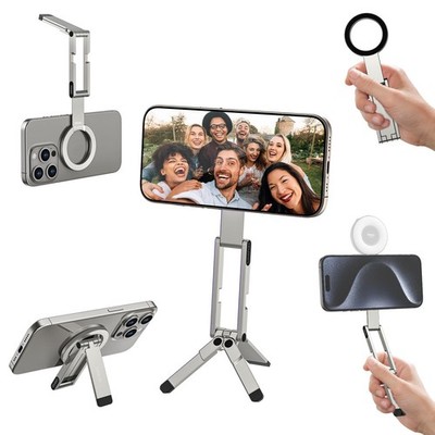 ULANZI MA60 Magnetic Phone Tripod Stand for iPhone - Aluminium Silver 