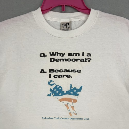 Vintage Democrat Shirt Mens XL White Political 90s Activist Rally USA Donkey Tee - Picture 2 of 14