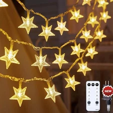Guirnalda de luces en forma de estrella con enchufe - Guirnalda de luces LED de