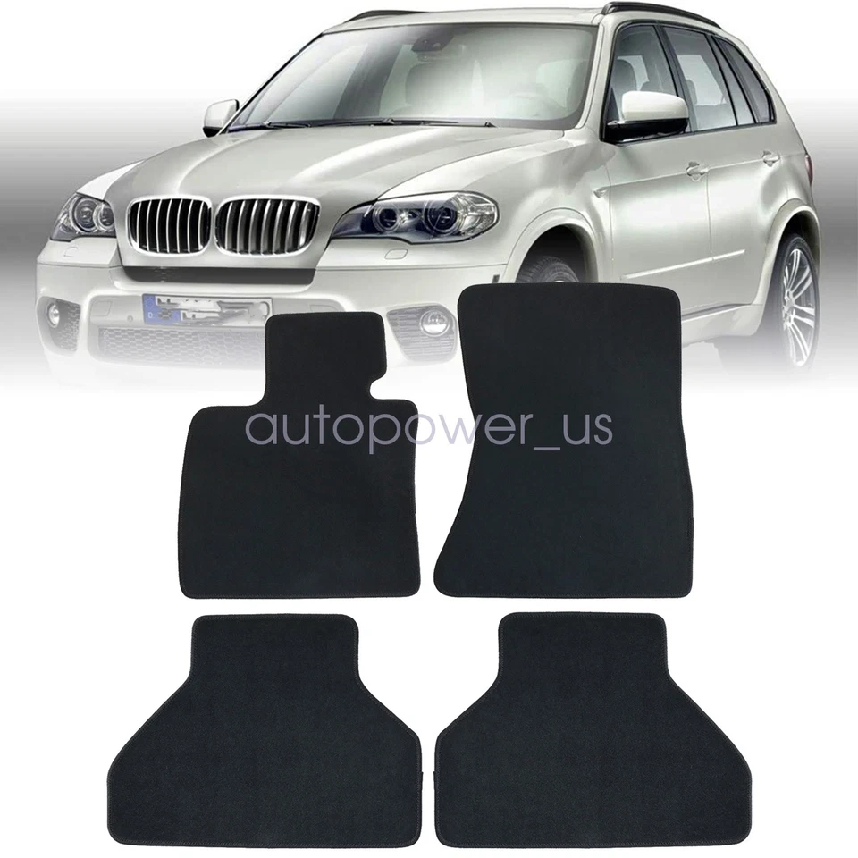 Fits 2006-2013 BMW X5 E70 Front Rear Floor Mats Carpet Black Velour 4Pcs - Imagem 2 de 4