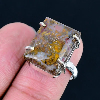 Seam Agate 925 Silver Plated Handmade Ring of US Size 7 - image 1 of 3