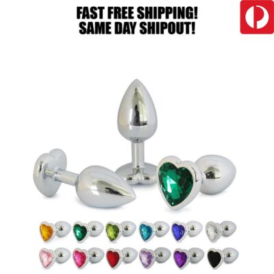 S/M/L) Pretty Heart Shape Crystal + Stainless Steel Teardrop Anal Butt Plug  | eBay