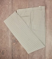 Men's NOS VTG 1970s White  Green Plaid Golf Pants Sz 36x37.5 70s Polyester