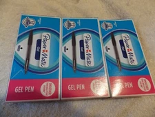 LOT 3 Boxes PAPER MATE 1746324 GEL PENS MEDIUM POINT 0.7 mm BLACK INK (36 PENS)