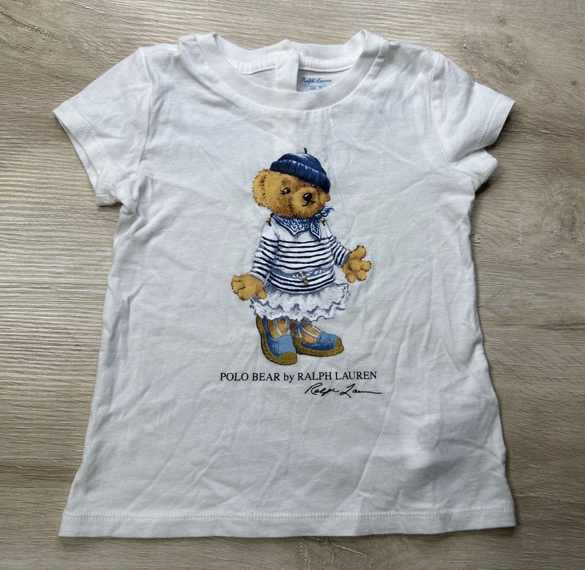 Polo Ralph Lauren Baby Girl T-Shirt White 24M Riviera Bear Graphic 