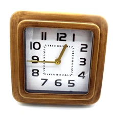 TRACEY BOYD Desk/Shelf/Table Clock, Quartz, Brushed Gold Finish - 8" Sq - NWT