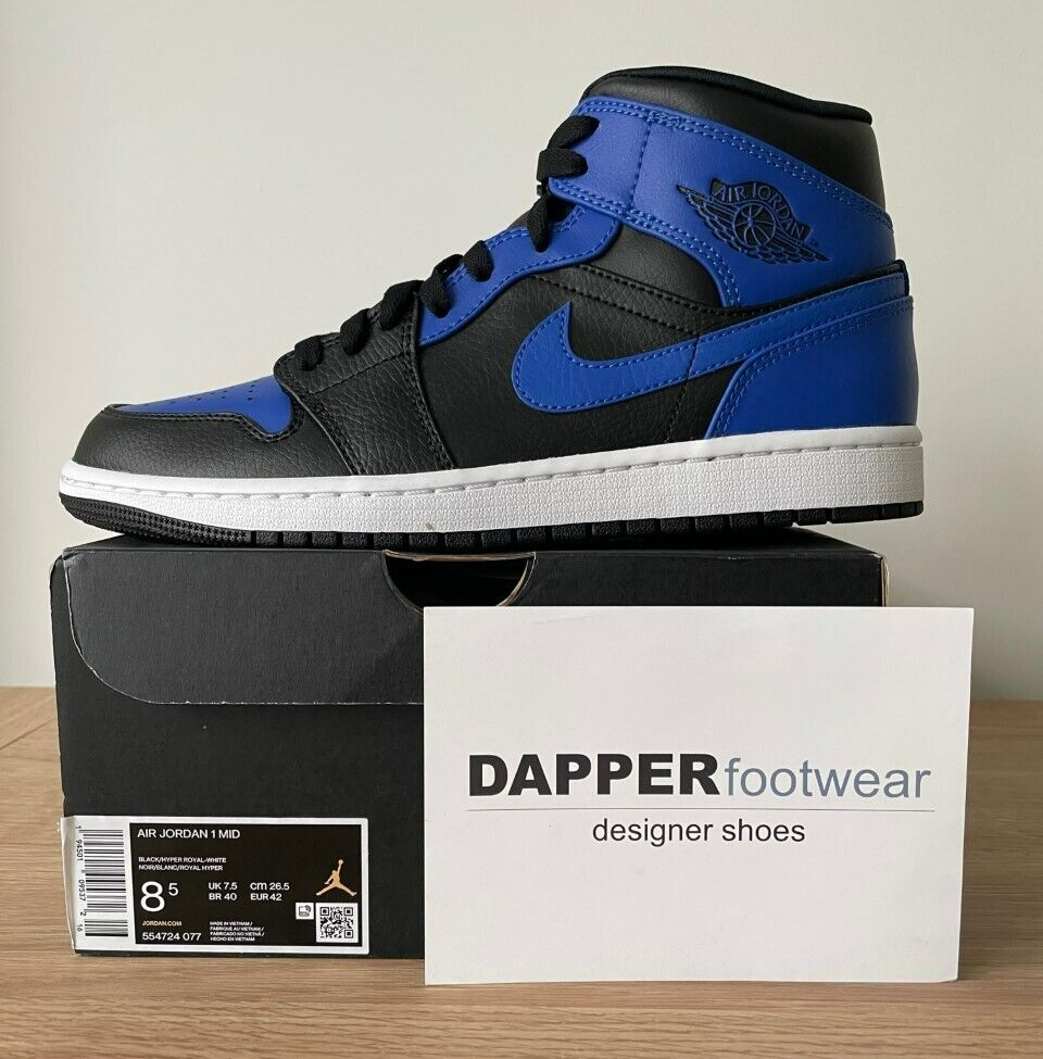 Air Jordan 1, Size 7.5 UK, Hyper Royal Blue Trainers 554724 077