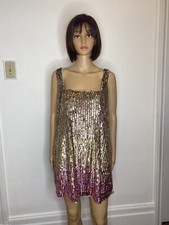 NWT Anthropologie Let Me Be Sequined Shift Mini Dress Women's Size S Pink Combo