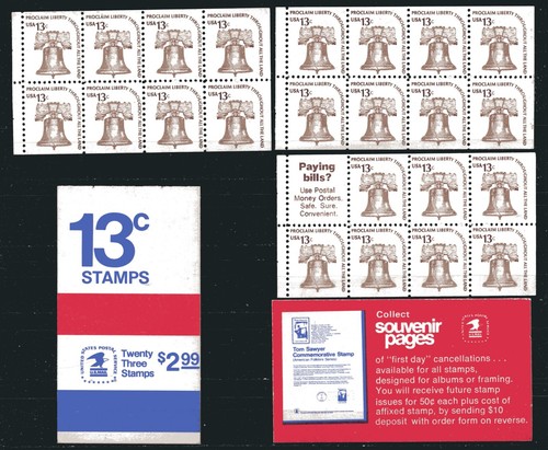 UNITED STATES 1975, BELL 13 Cent COMPLETE BOOKLET, Sc 1595b x 1, 2 x 1595c, MNH