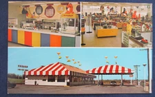 ca1970 Geneseo Illinois Roadside Circus Shop & Texaco Gas Station Postcard