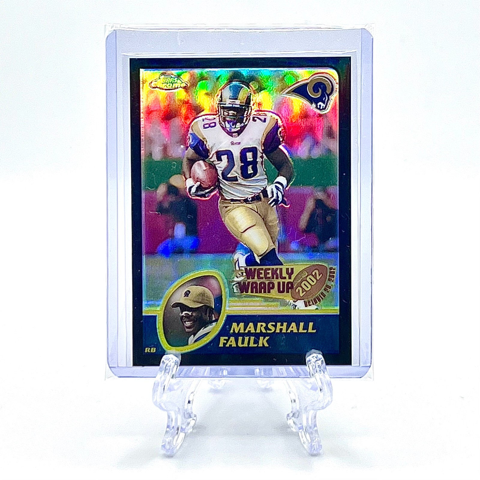 MARSHALL FAULK 2003 Topps Chrome Weekly Wrap #152 BLACK REFRACTOR /599 RAMS HOF