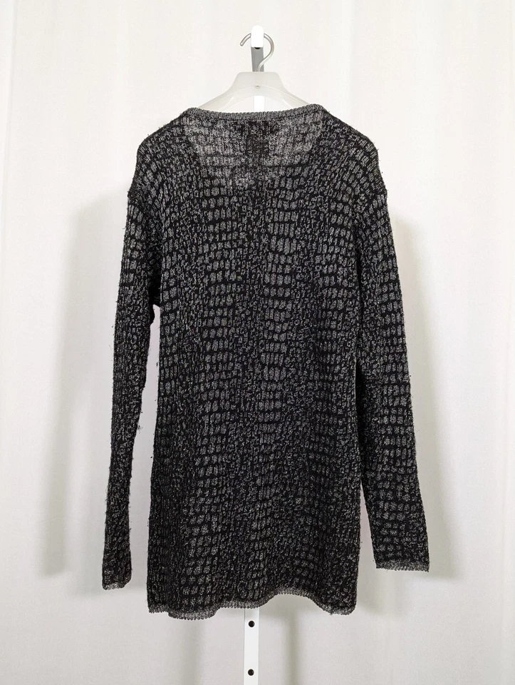 Vestido Suéter Vintage Espejos de Krizia Negro Plateado Metálico Leopardo Animal S Foto 2 de 4
