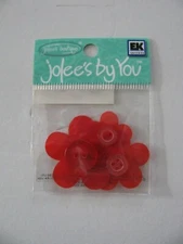 Jolee's by You RED BUTTON FLOWERS  3 Pcs Embellishments NIP 