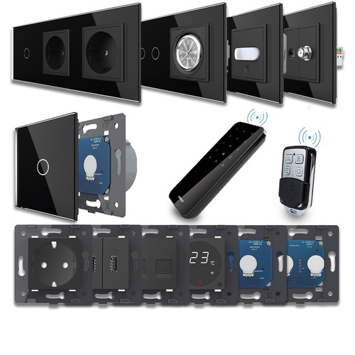 Livolo Glas Funk Touch Schalter Lichtschalter Steckdosen Kreuzschalter Schwarz - Bild 12 von 80