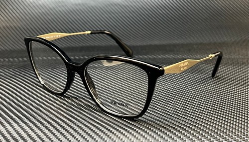 PRADA PR 02ZV 1AB1O1 Black Gold Women's 52 mm Eyeglasses