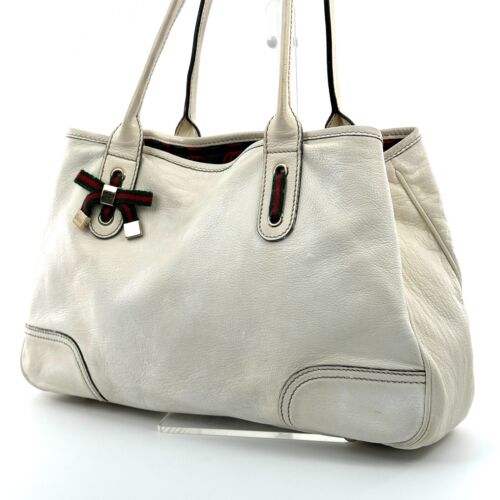 GUCCI Shoulder Bag Purse Sherry Line Princy Leather White Auth - Picture 3 of 24