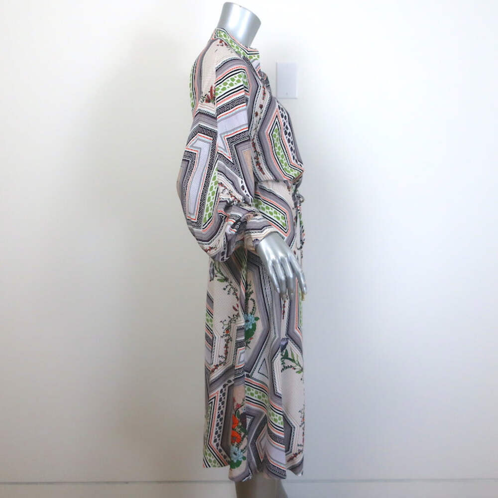 Tory Burch Homage Long Sleeve Midi Dress Multicolor Floral Print Silk Size  Small | eBay