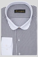 Jack Martin - Mens Striped Club Collar Long Sleeve Dress Shirts For Men