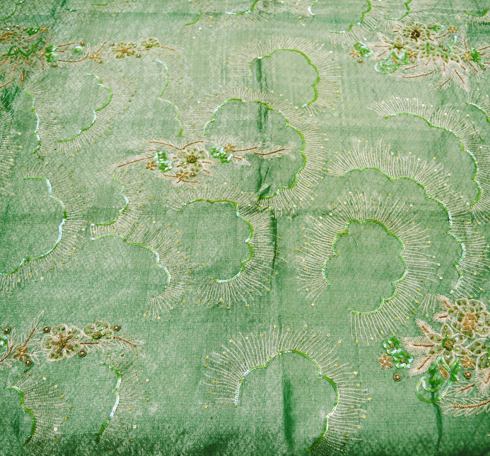 Golden & Green Tissue Silk Readymade/Easy Saree