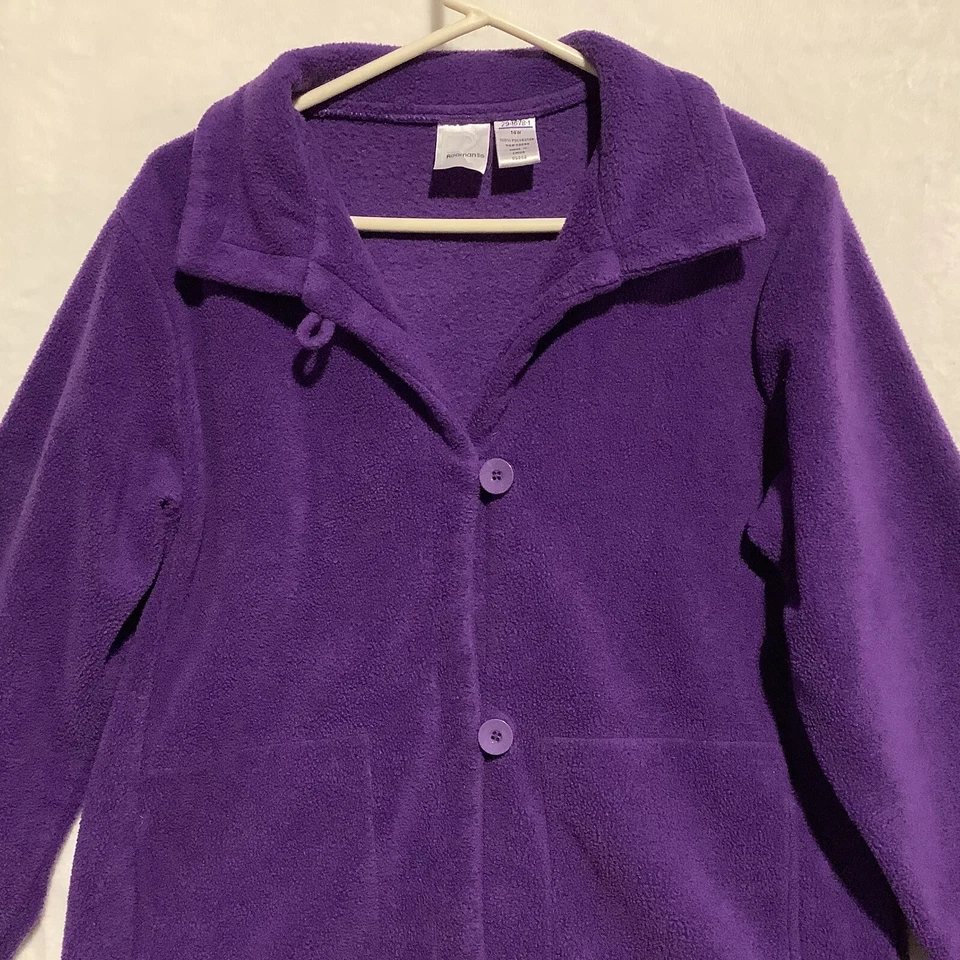 Roamans женщин плюшевая флисовая куртка Sz 14W фиолетовый кнопка застежки карманы воротник - Изображение 3 из 4